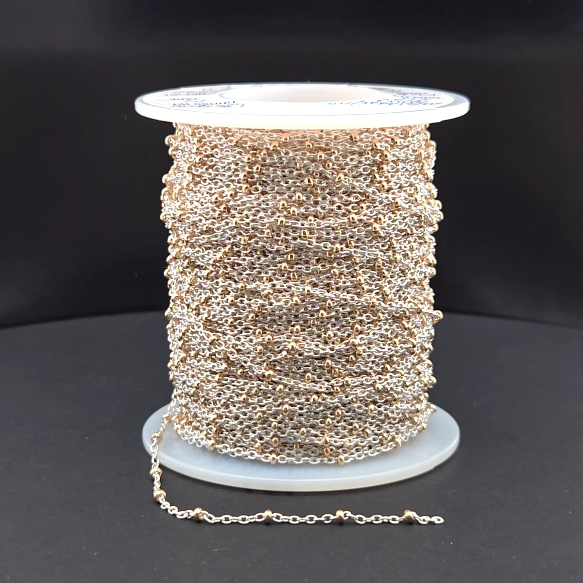 XM/S1322E/11G/SP. Sterling Silver Cable Chain with 14K Gold Filled Beads ��� Mixed Metal Design