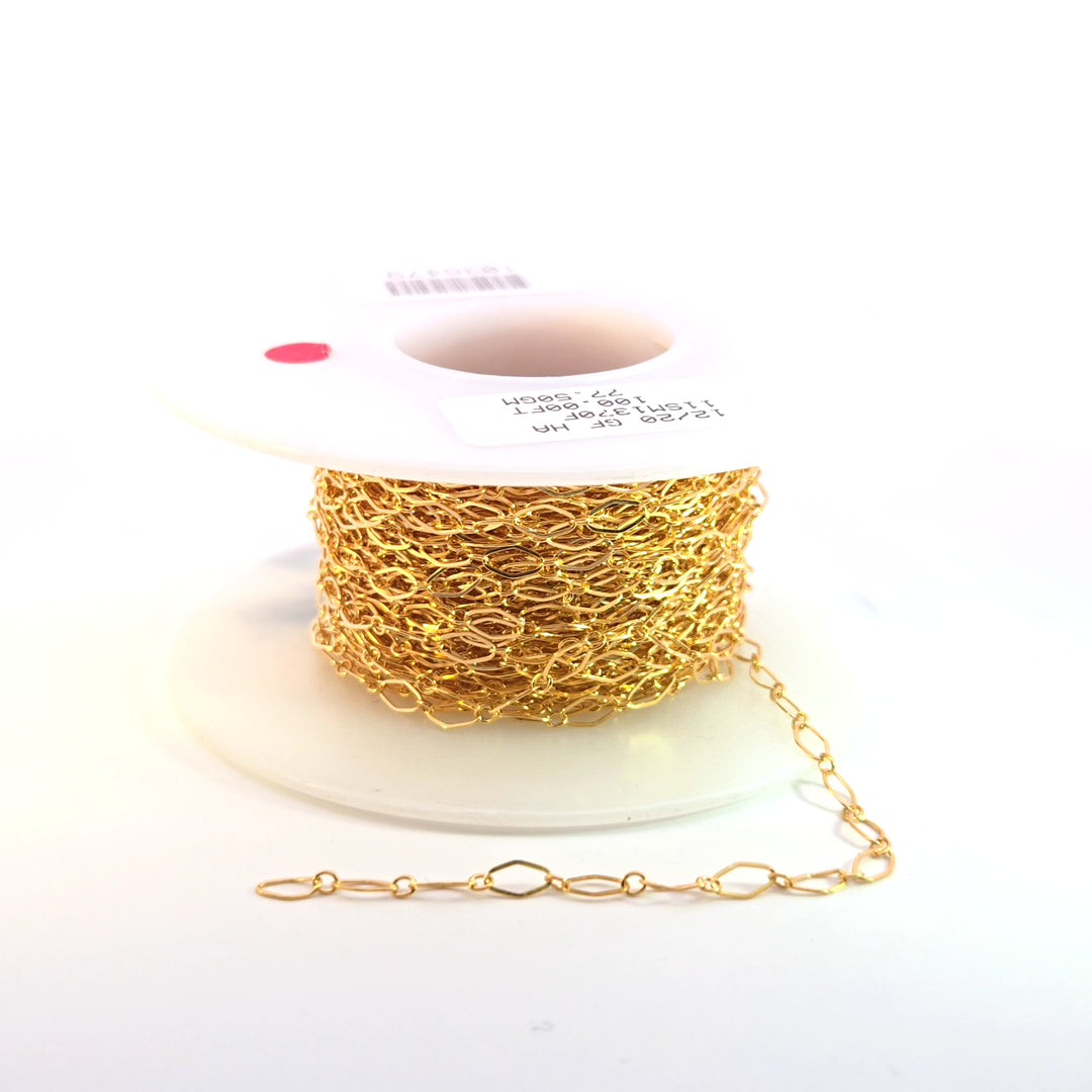 1370FGF. 14K Yellow Gold Filled Flat Diamond and Round Link Chain