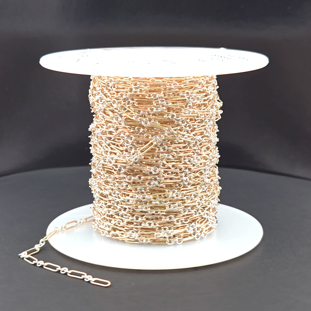XM510TT. 1 Gold Filled Long & 3 Sterling Silver Short Link Chain