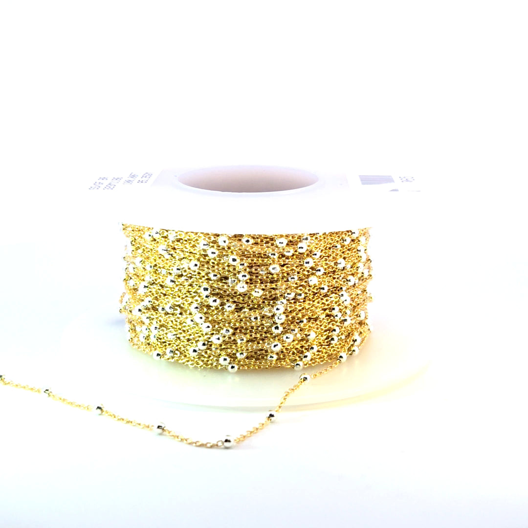 1186GF. 14k Gold Filled with 925 Sterling Silver Beads Satellite Chain