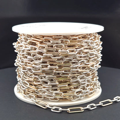 V307TT. Gold Filled  and Silver Mixed Link Chain ��� Smooth Long Links and Twisted Short Links
