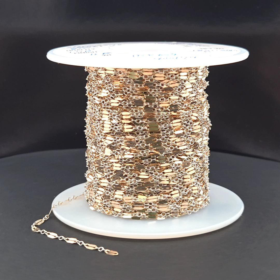 XM/1003HD/SPTT. 14K Gold-Filled and Silver Flat Marina Cable Link Chain