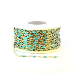Load image into Gallery viewer, V250-TURGF. 14k Gold Filled Turquoise Color Enamel Satellite Cable Chain