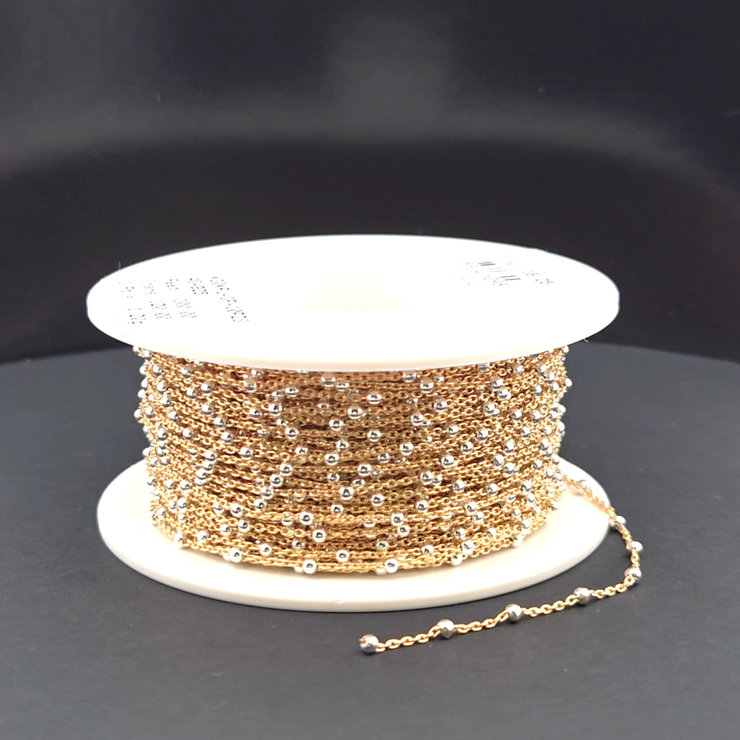 V288TT. Gold Filled with Sterling Silver Beads Satellite Chain