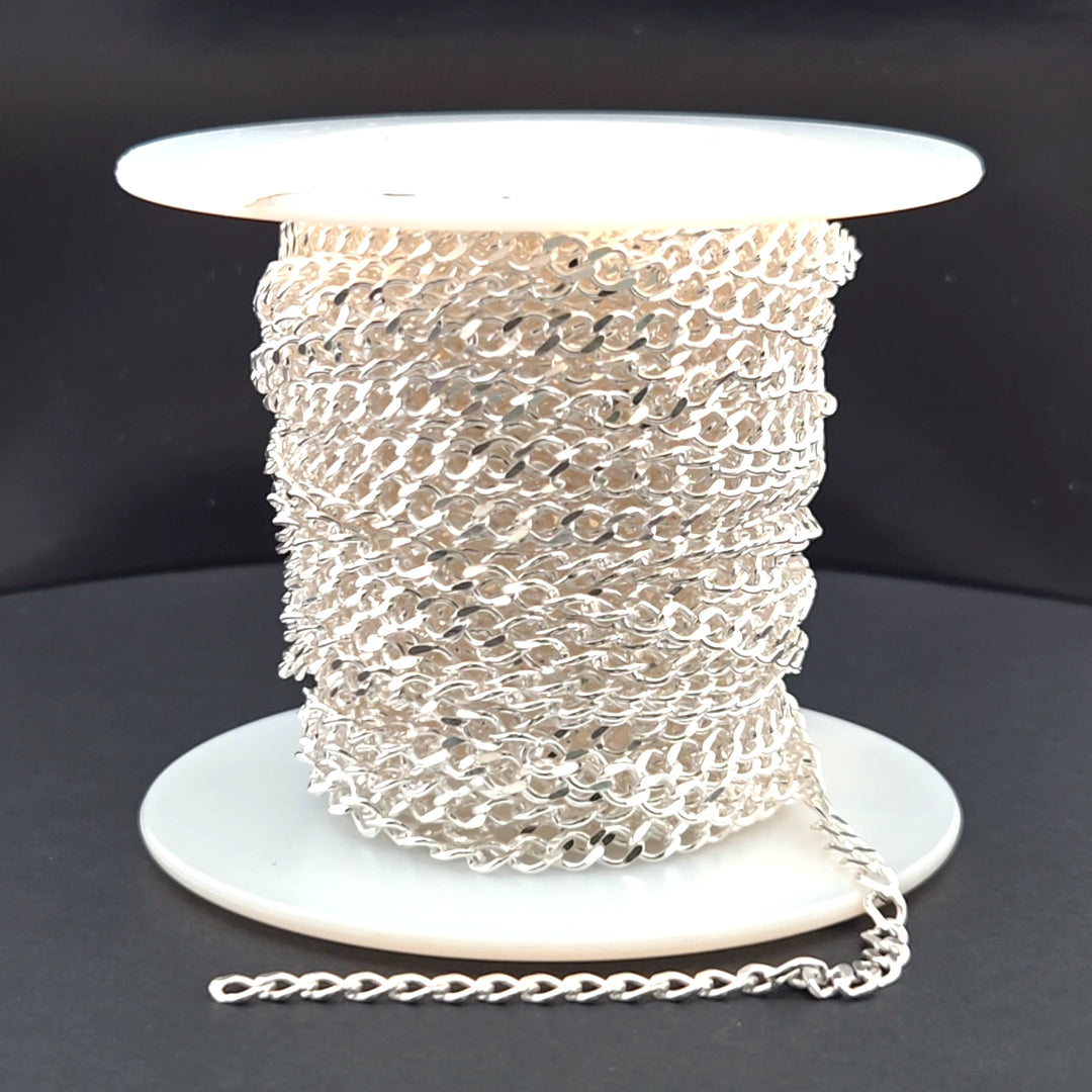 Z89SS. Sterling Silver Cuban Flat Curb Link Chain