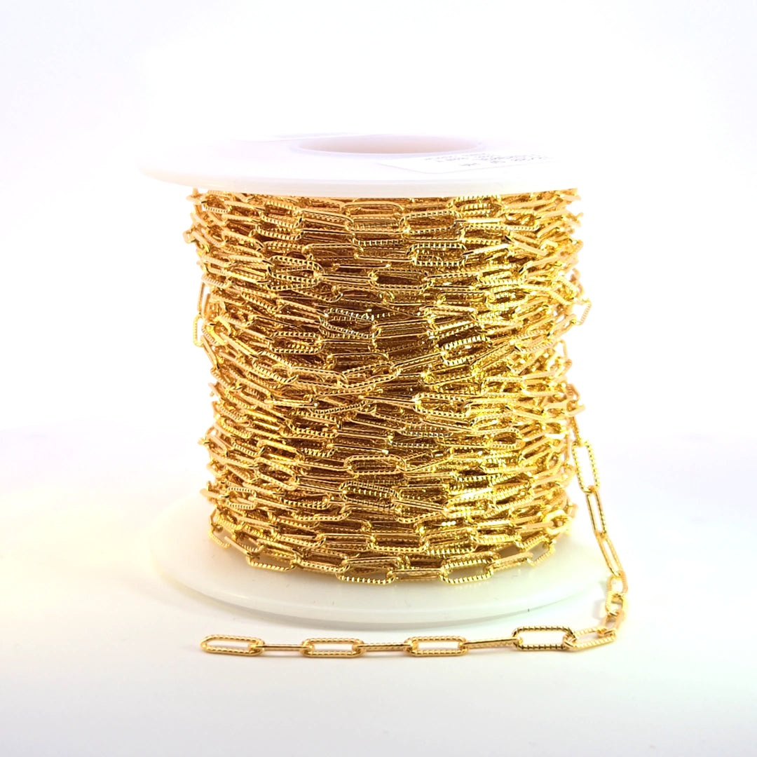 2903LGF. 14K Gold Filled Hammered Paperclip Chain