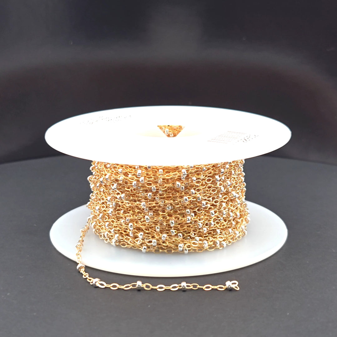 1486TT. Gold Filled with Sterling Silver Bead Satellite Chain