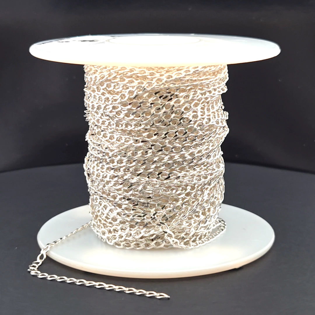 Z88SS. Sterling Silver Miami Flat Curb Link Chain