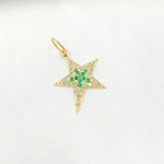 Load image into Gallery viewer, 14k Solid Gold Diamond &amp; Emerald Star Charm. GDP658
