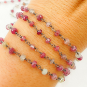 Multi Sapphire Pink Oxidized Wire Chain.