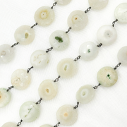 Solar Quartz Coin Shape Oxidized Wire Chain.