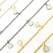 Created White Opal Triangle Shape Dangle Chains