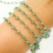 Green Kyanite Oxidized Wire Chain. 