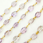 Load image into Gallery viewer, Pink Amethyst Oval Gold Plated Wire Chain. AME11
