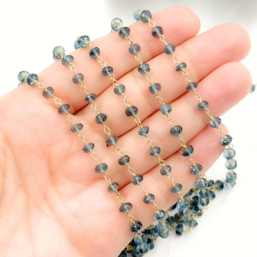 London Blue Topaz Gold Plated 925 Sterling Silver Wire Chain.