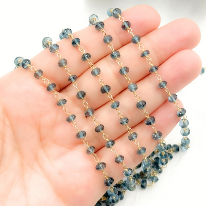 London Blue Topaz Gold Plated 925 Sterling Silver Wire Chain.