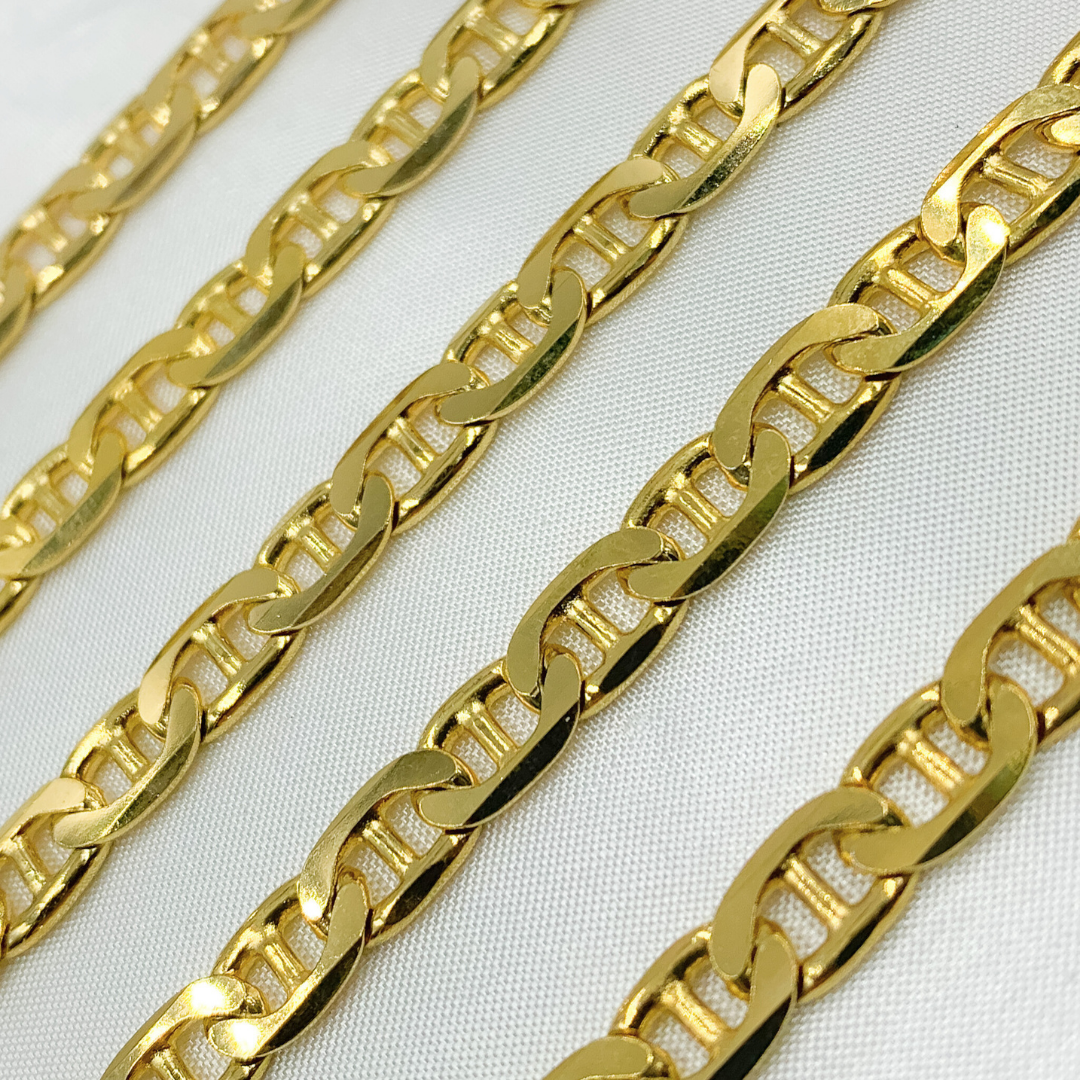 Gold Plated 925 Sterling Silver Flat Marina Chain. Y78GP