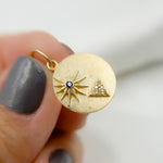 Load image into Gallery viewer, 14K Gold Circle Charm Star and Triangle Pendant with Diamonds and Gemstone. GDP546
