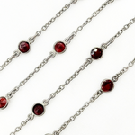 Load image into Gallery viewer, Garnet Round Shape Bezel Oxidized Wire Chain. GAR4
