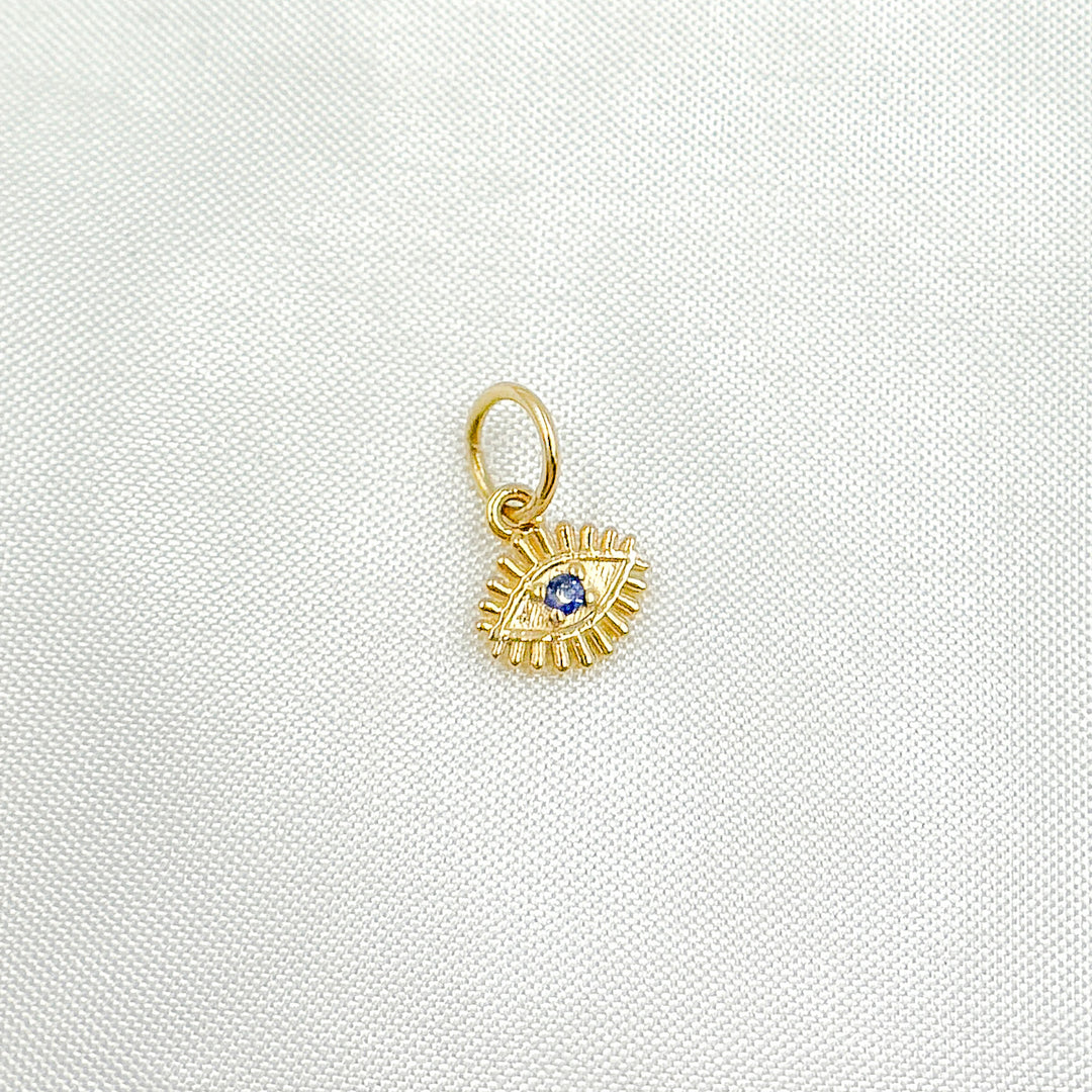 14K Solid Gold Diamond Evil Eye Charm. GDP264