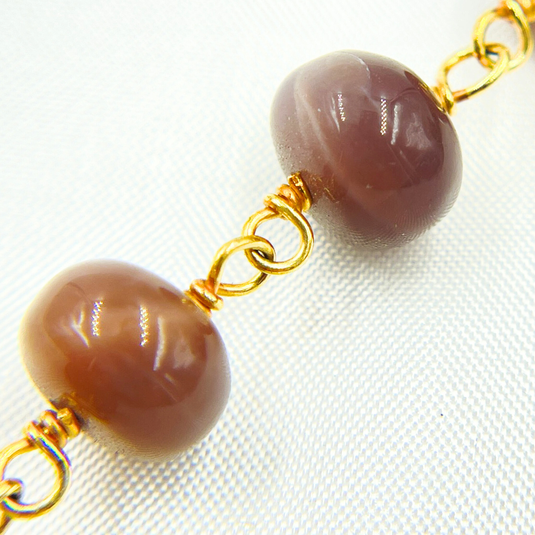 Chocolate Moonstone Gold Plated Wire Chain. MS58