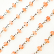Sunstone Smooth Oxidized 925 Sterling Silver Wire Chain