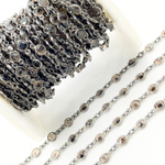 Load image into Gallery viewer, Smoky Quartz Round Shape Bezel Oxidized Wire Chain. SMQ2
