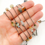 Load image into Gallery viewer, Multi Gemstone Oxidized Connected Wire Chain. MGS4
