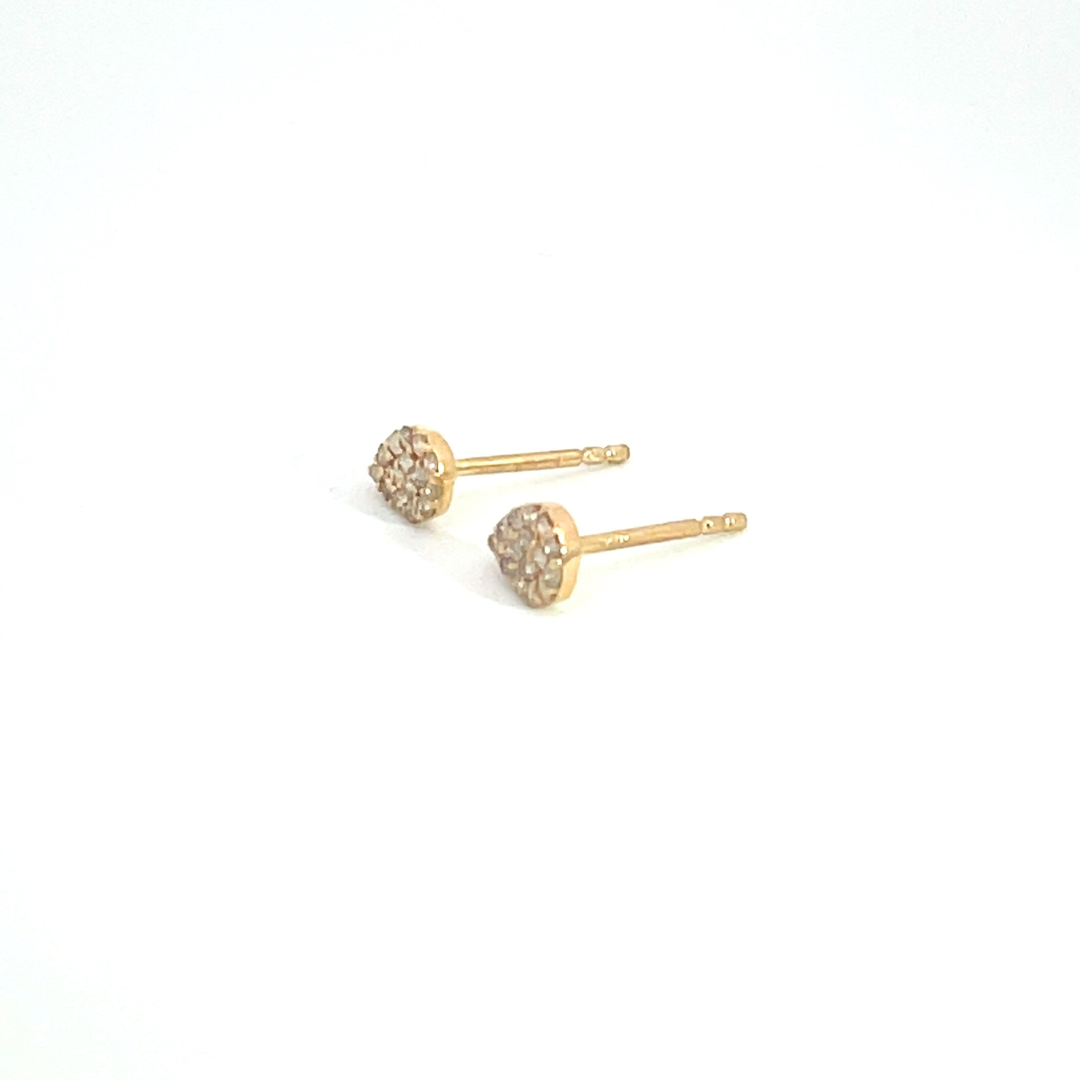 14k Solid Yellow Gold Diamond Drop Studs. GDT02