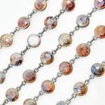 Load image into Gallery viewer, Coated Chocolate Moonstone Round Shape Bezel Oxidized Wire Chain. CMS13
