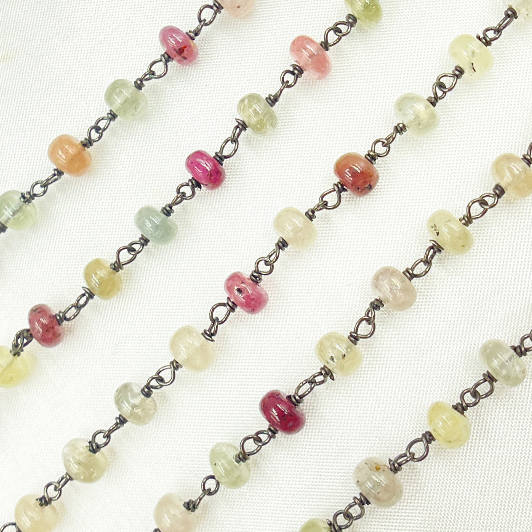 Multi Sapphire Pink Smooth Oxidized Wire Chain. MSA12