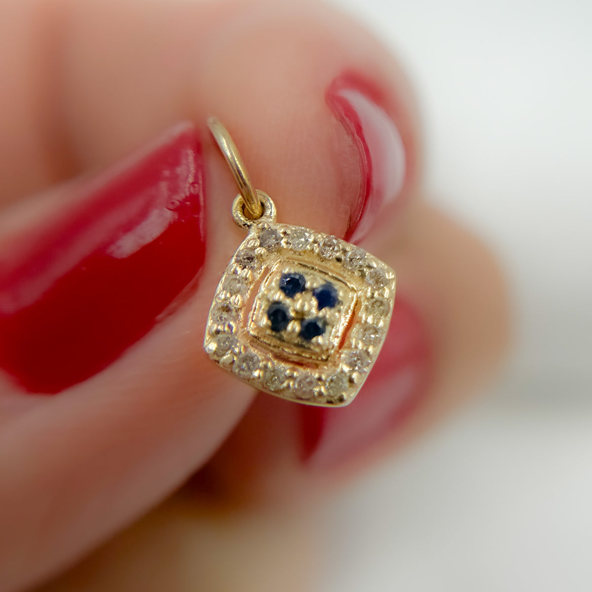 GDP387. 14K Solid Gold Diamond Charm with Gemstones