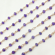 Amethyst Rose Gold Plated 925 Sterling Silver Wire Chains