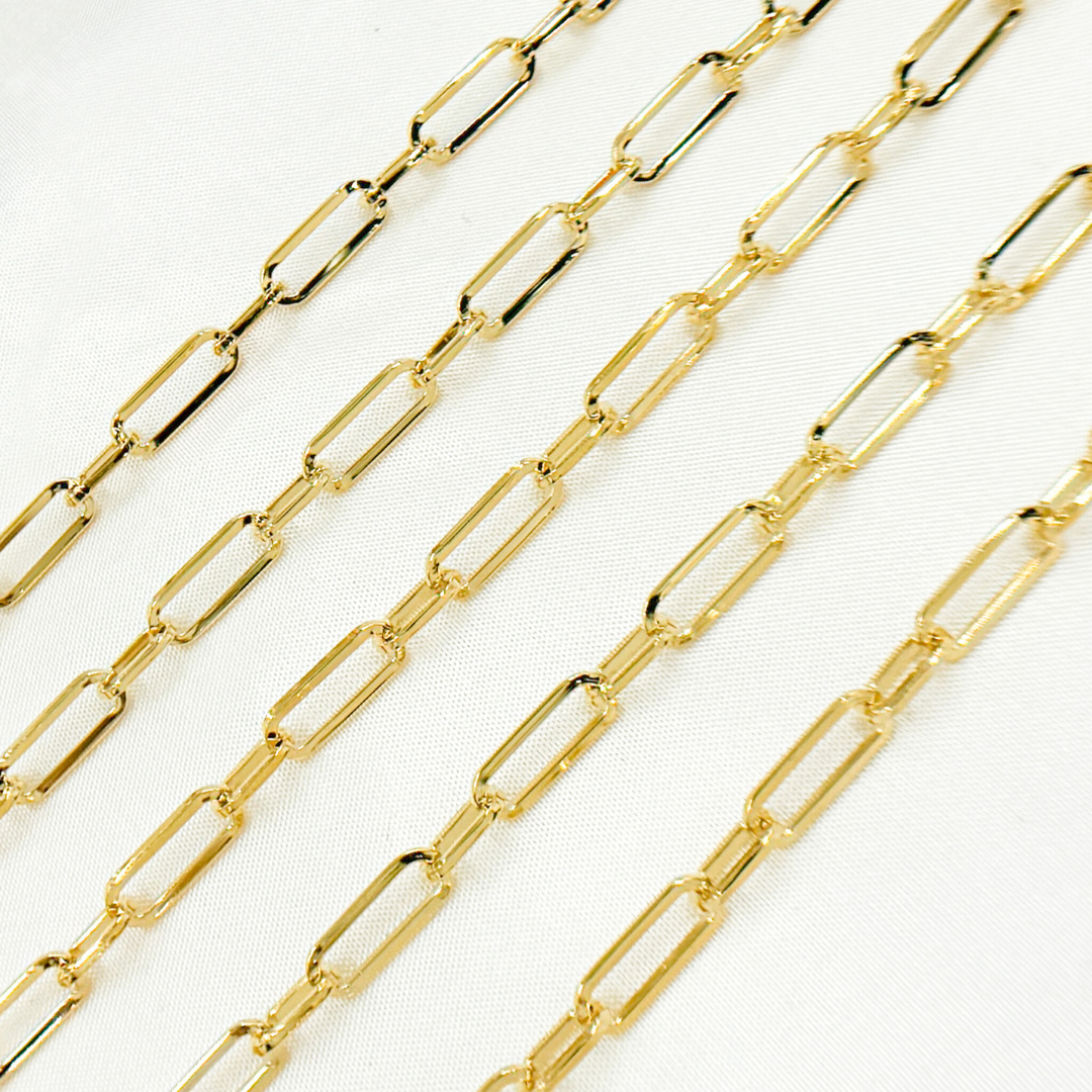 Gold Plated 925 Sterling Silver Flat Long & Short Link Chain. V149GP