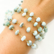 Larimar Gold Plated Wire Chain.
