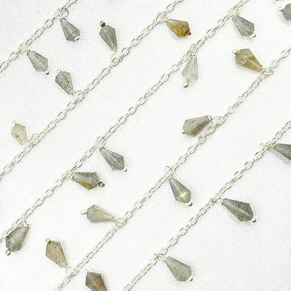 Labradorite Drop Dangle 925 Sterling Silver Wire Chain