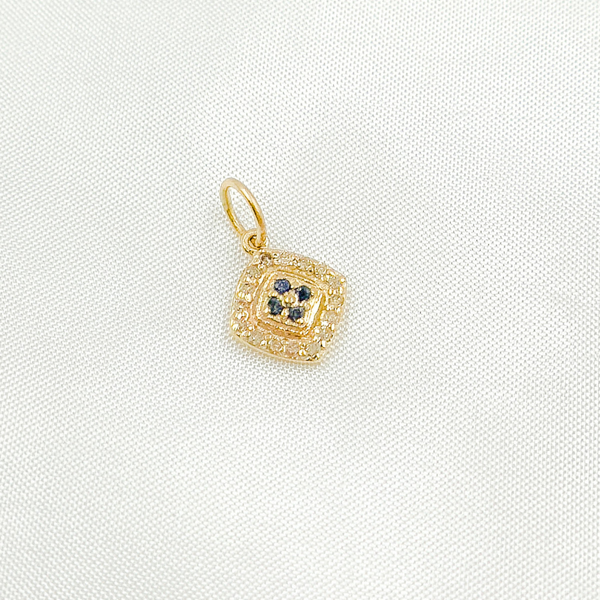 GDP387. 14K Solid Gold Diamond Charm with Gemstones