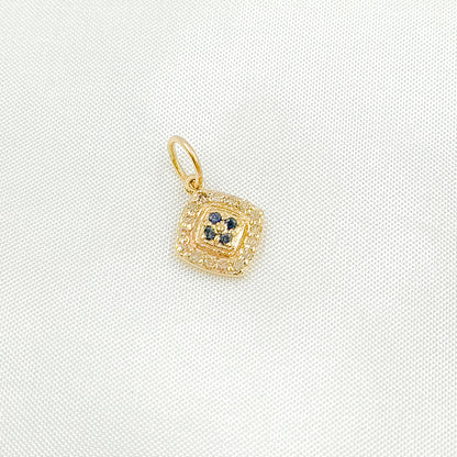 GDP387. 14K Solid Gold Diamond Charm with Gemstones