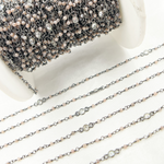 Load image into Gallery viewer, Coated Peach Moonstone &amp; CZ Oxidized Wire Chain. CMS65
