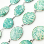 Load image into Gallery viewer, Amazonite Oval Shape Oxidized Wire Chain. AMZ4
