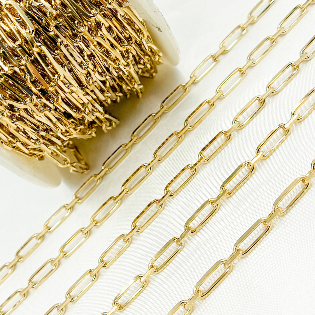 Gold Plated 925 Sterling Silver Diamond Cut Paperclip Link Chain. Z48GP