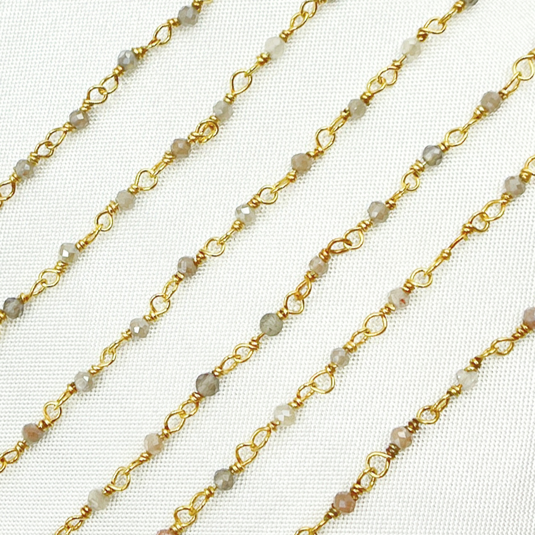 Coated Blue Moonstone Wire Chain. CMS57