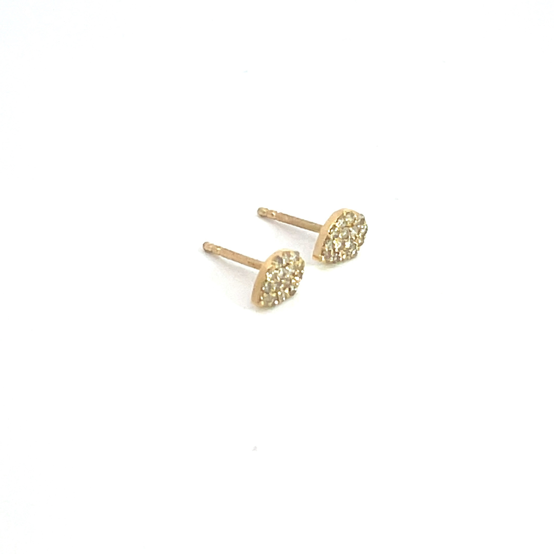 14k Solid Yellow Gold Diamond Drop Studs. GDT02