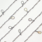 Load image into Gallery viewer, Coated Grey Moonstone &amp; CZ Dangle Oxidized Wire Chain. CMS88
