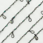 Load image into Gallery viewer, Coated Green Quartz &amp; CZ Dangle Oxidized Wire Chain. CQU44
