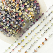 Multi Sapphire Ombre Oxidized Wire Chain.