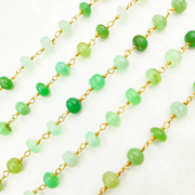 Chrysoprase Smooth Gold Plated Wire Chain.