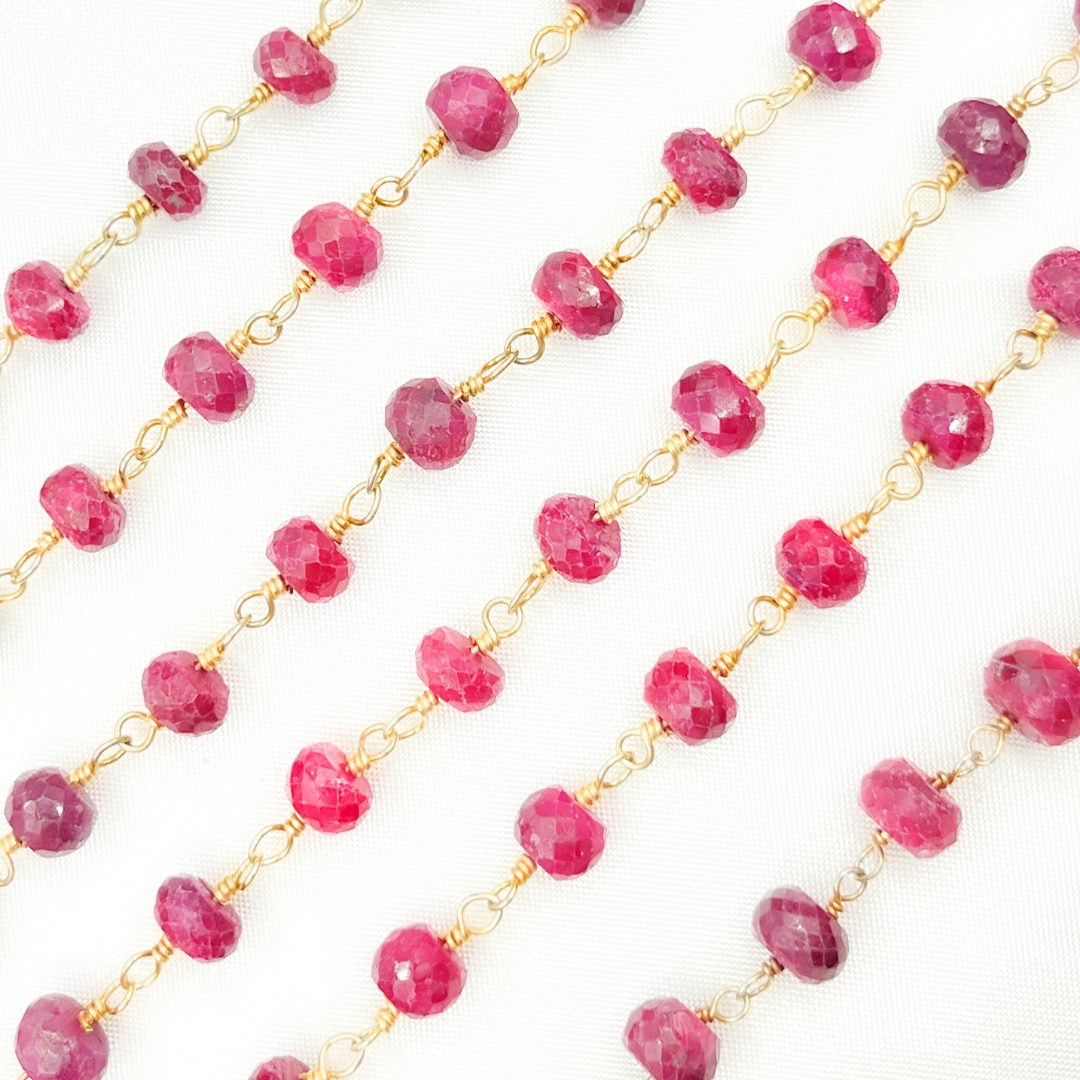 Dyed Ruby Gold Plated Wire Chain. RUB13