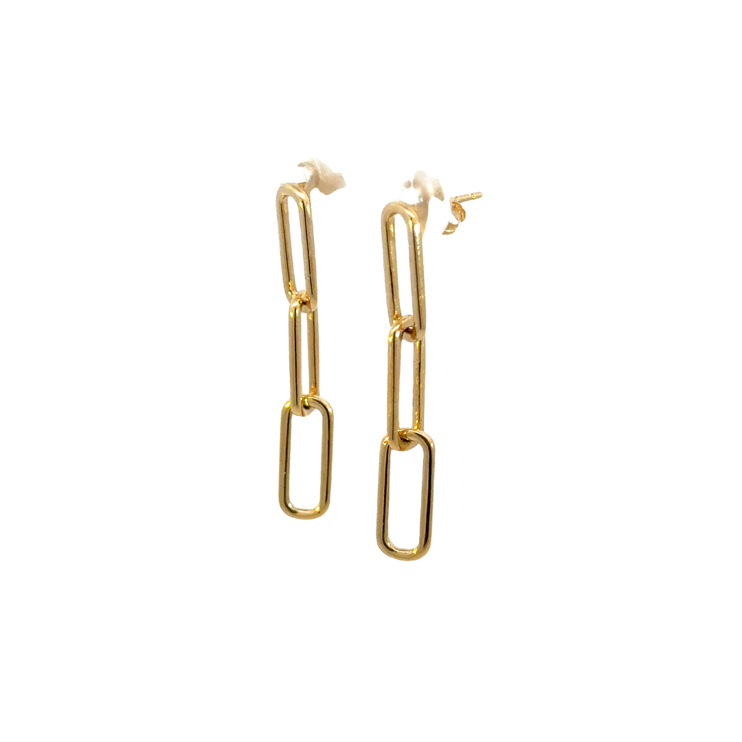 14k Solid Gold Paperclip Dangle Earrings. EFZ52394