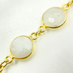 Load image into Gallery viewer, White Moonstone Round Shape Bezel Gold Plated Wire Chain. WMS10
